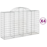 VidaXL Gabionen 4 Stück gebogen 200x50x120 140 cm Eisen
