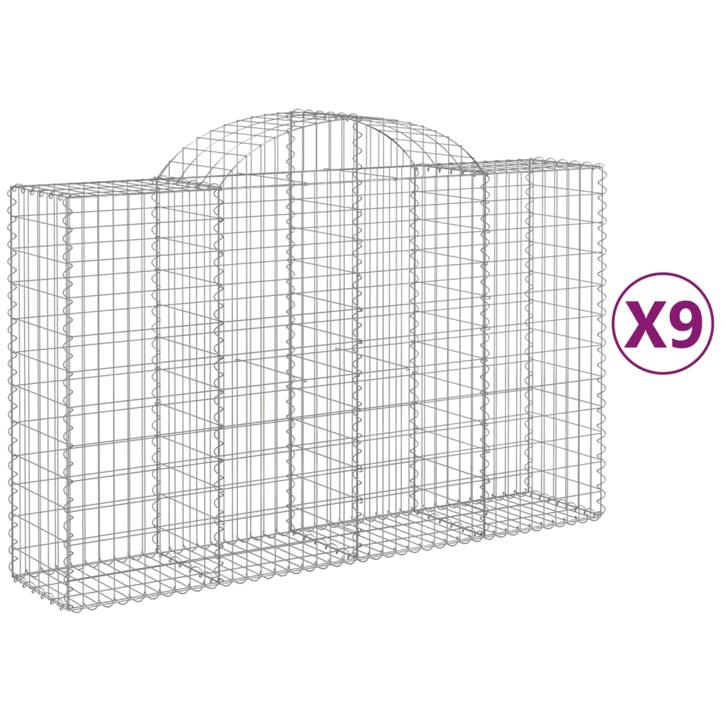 VidaXL Gabionen 9 Stück gebogen 200x50x120 140 cm Eisen