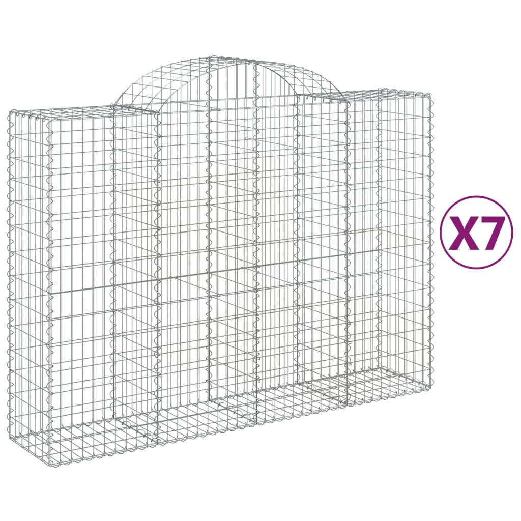 VidaXL Gabionen 7 Stk. gebogen 200x50x140 160 cm Eisen