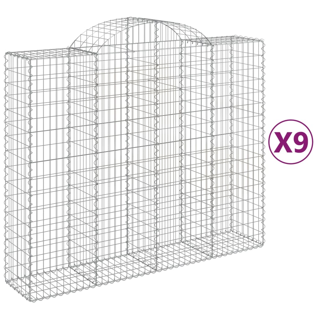 VidaXL Gabionen 9 Stück gebogen 200x50x160 180 cm Eisen