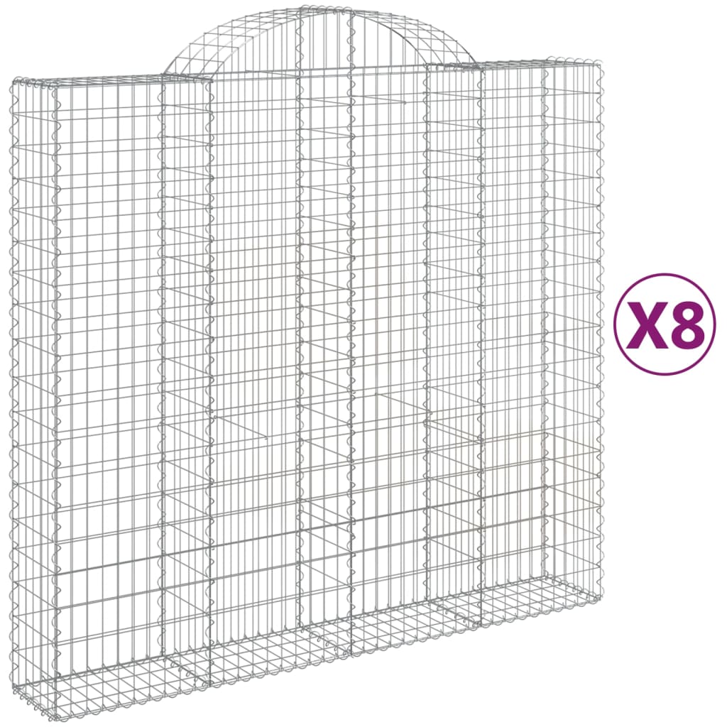 VidaXL Gabionen 8 Stück gebogen 200x50x180 200 cm Eisen
