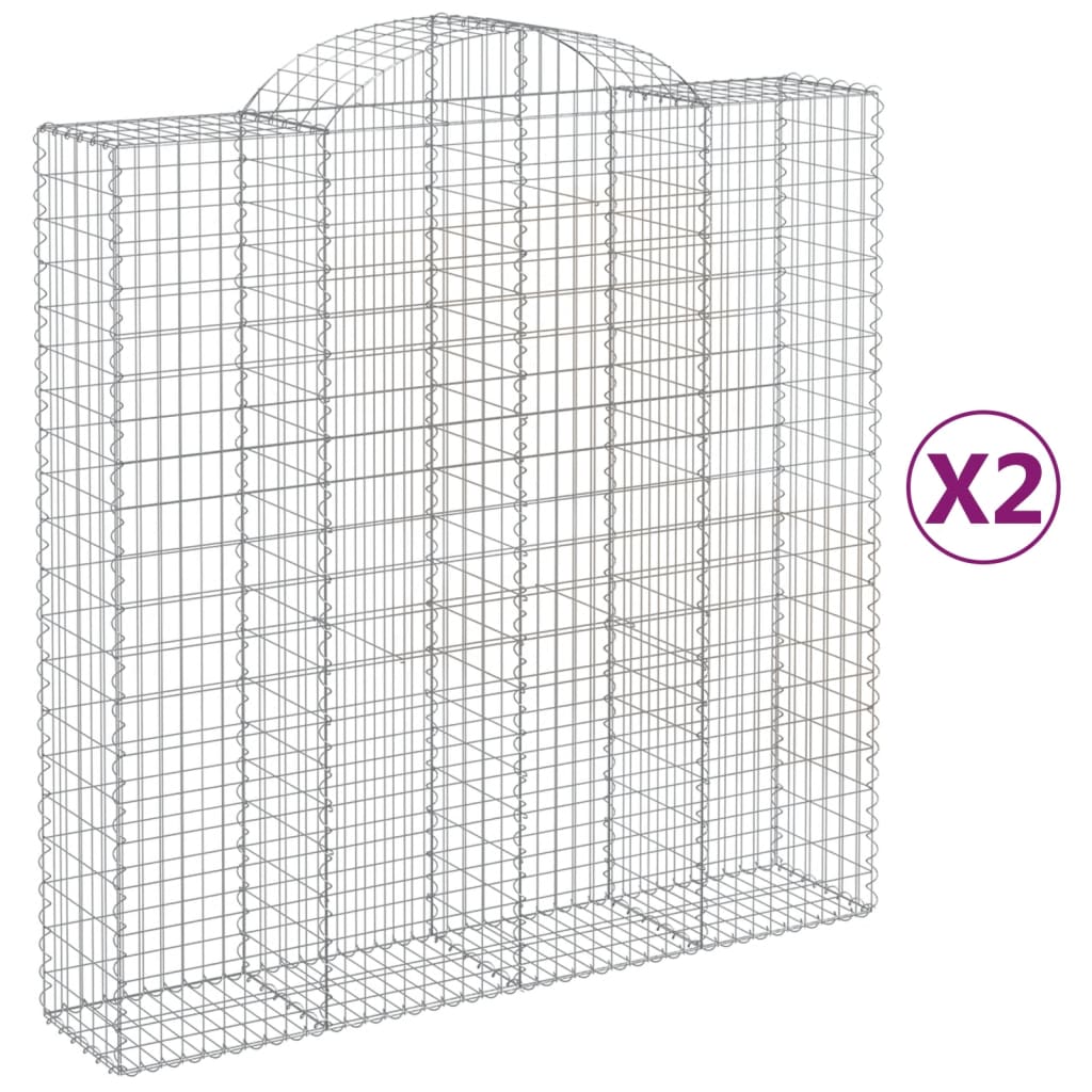 VidaXL Gabionen 2 Stück gebogen 200x50x200 220 cm Eisen