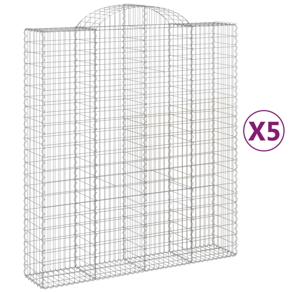 VidaXL Gabionen 5 Stück gebogen 200x50x220 240 cm Eisen