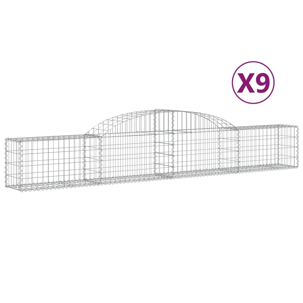 VidaXL Gabionen 9 Stück gebogen 300x30x40 60 cm verzinktes Eisen