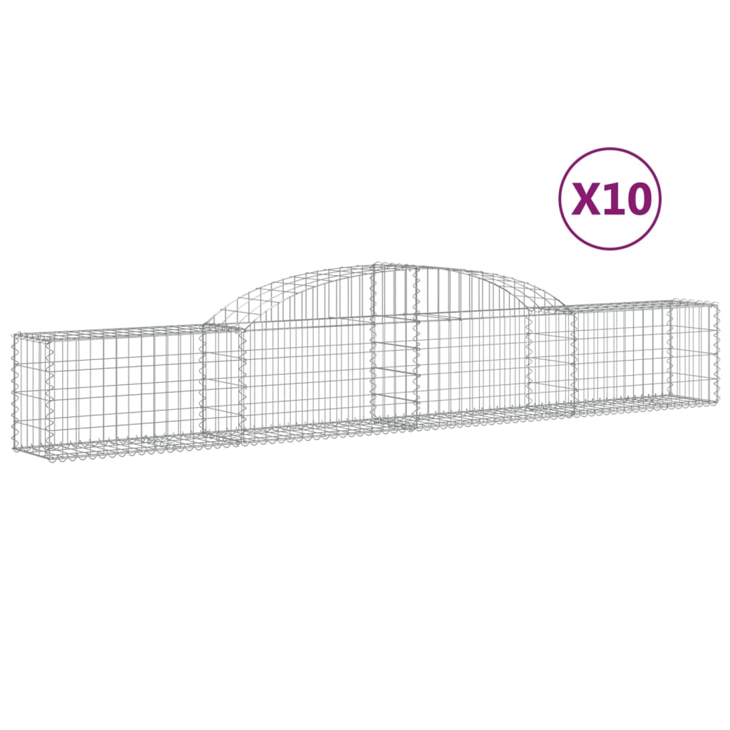 VidaXL Gabionen 10 Stück gebogen 300x30x40 60 cm verzinktes Eisen