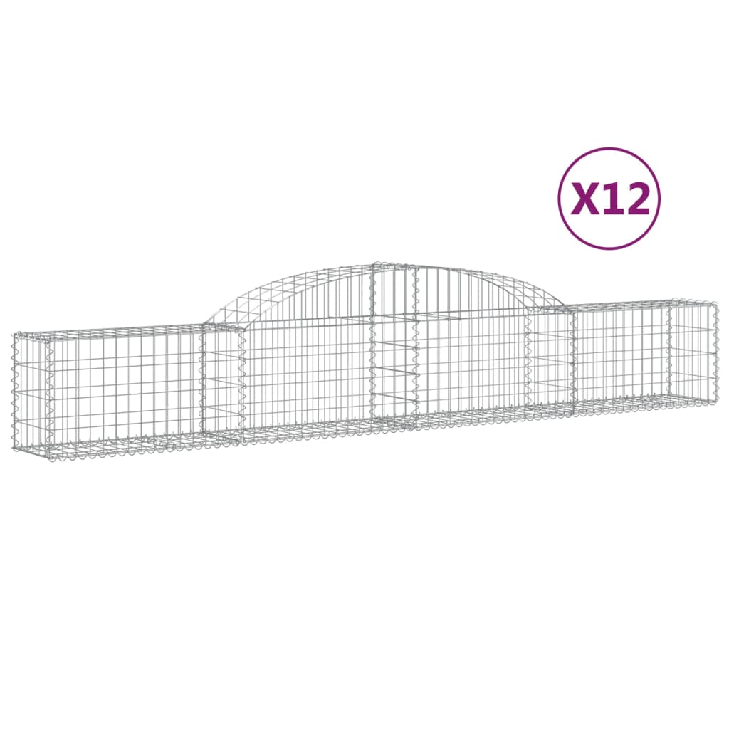 VidaXL Gabionen 12 Stück gebogen 300x30x40 60 cm verzinktes Eisen