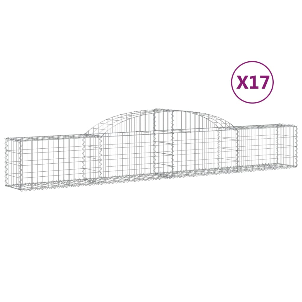 VidaXL Gabionen 17 Stück gebogen 300x30x40 60 cm verzinktes Eisen