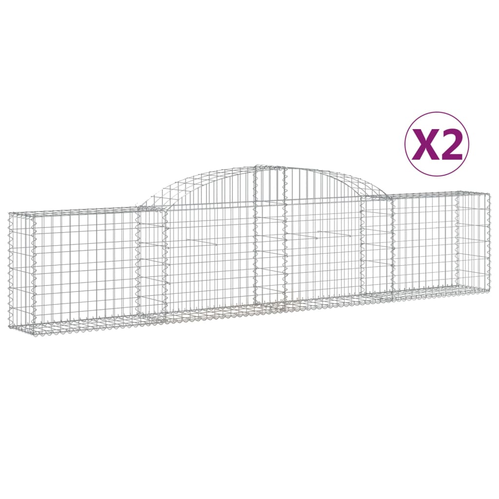 VidaXL Gabionen 2 Stück gebogen 300x30x60 80 cm verzinktes Eisen