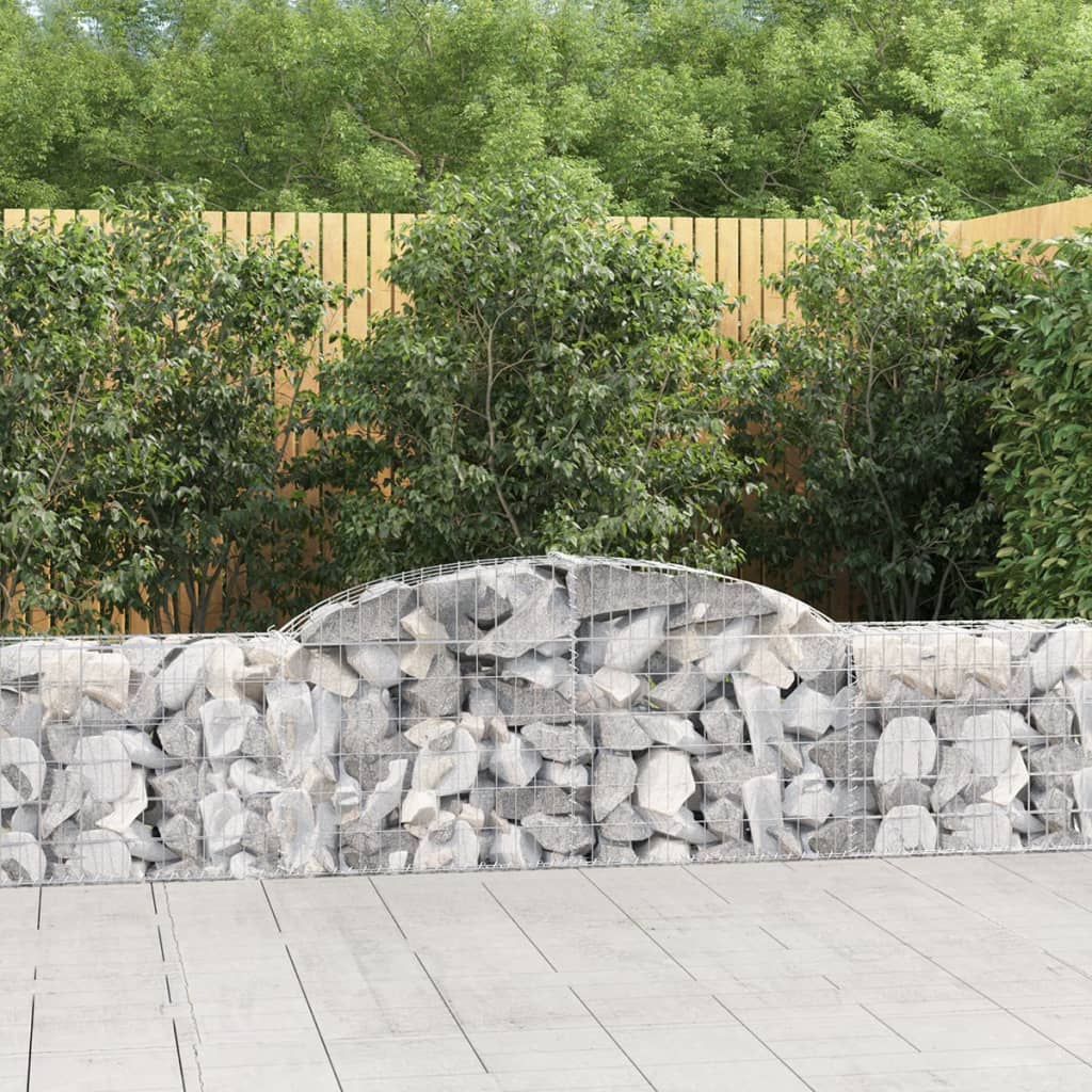VidaXL Gabionen 2 Stück gebogen 300x30x60 80 cm verzinktes Eisen
