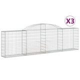 VidaXL Gabionen 3 Stück gebogen 300x30x80 100 cm verzinktes Eisen