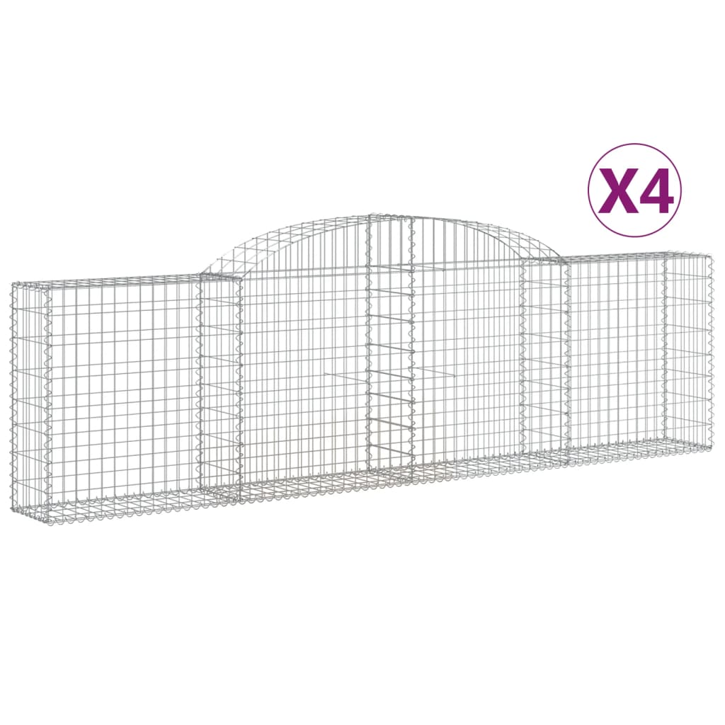 VidaXL Gabionen 4 Stück gebogen 300x30x80 100 cm verzinktes Eisen