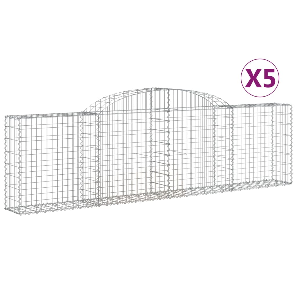 VidaXL Gabionen 5 Stück gebogen 300x30x80 100 cm verzinktes Eisen