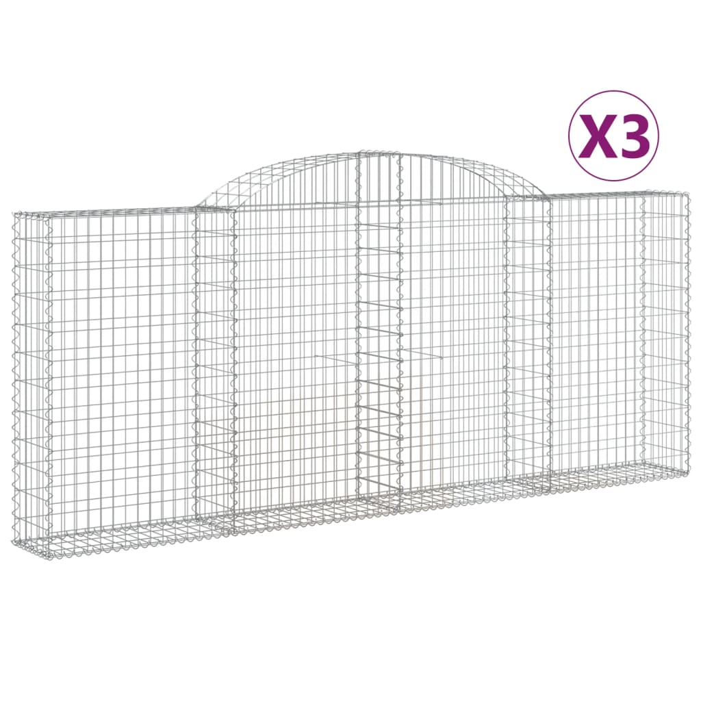 VidaXL Gabionen 3 Stück gebogen 300x30x120 140 cm Eisen