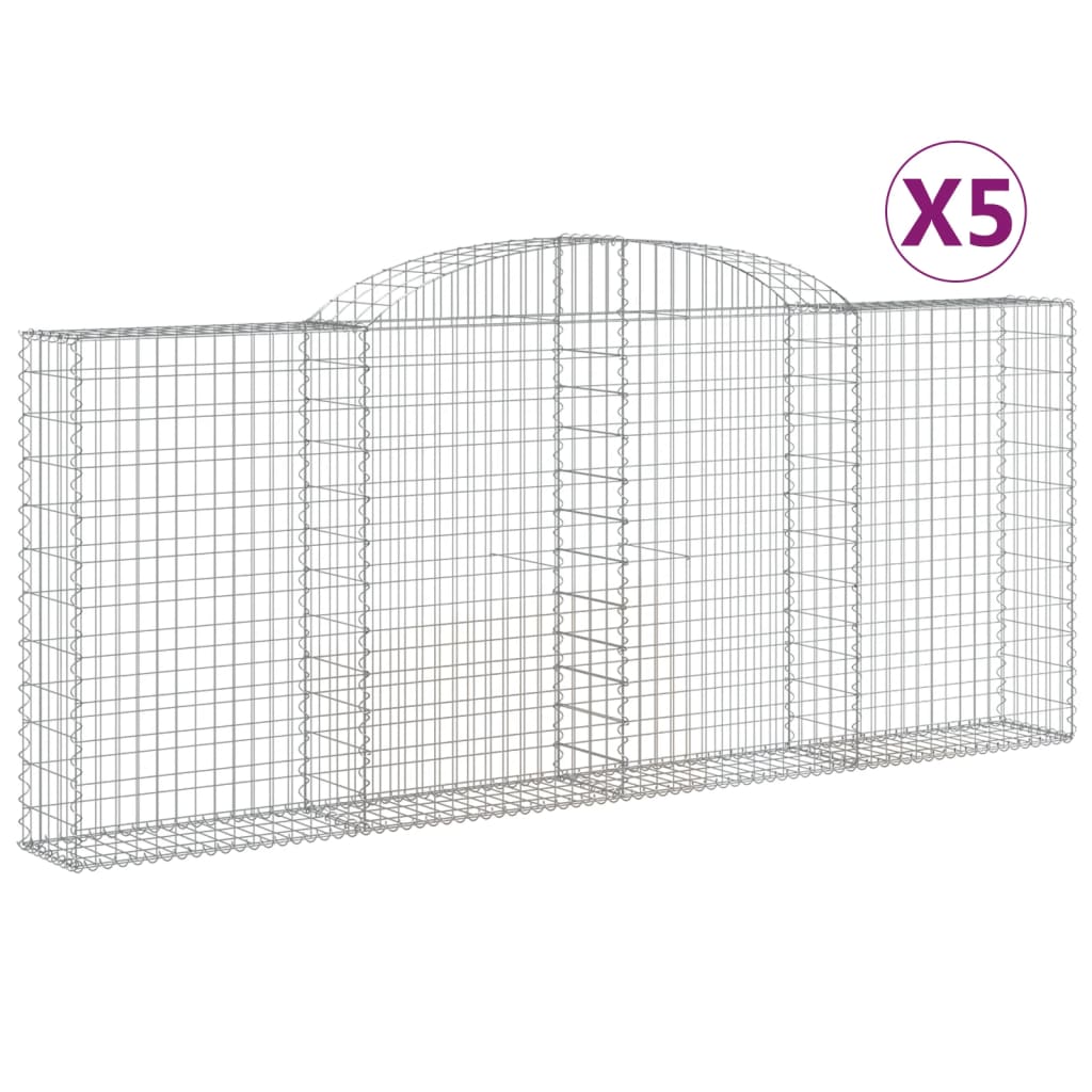 VidaXL Gabionen 5 Stück gebogen 300x30x120 140 cm Eisen
