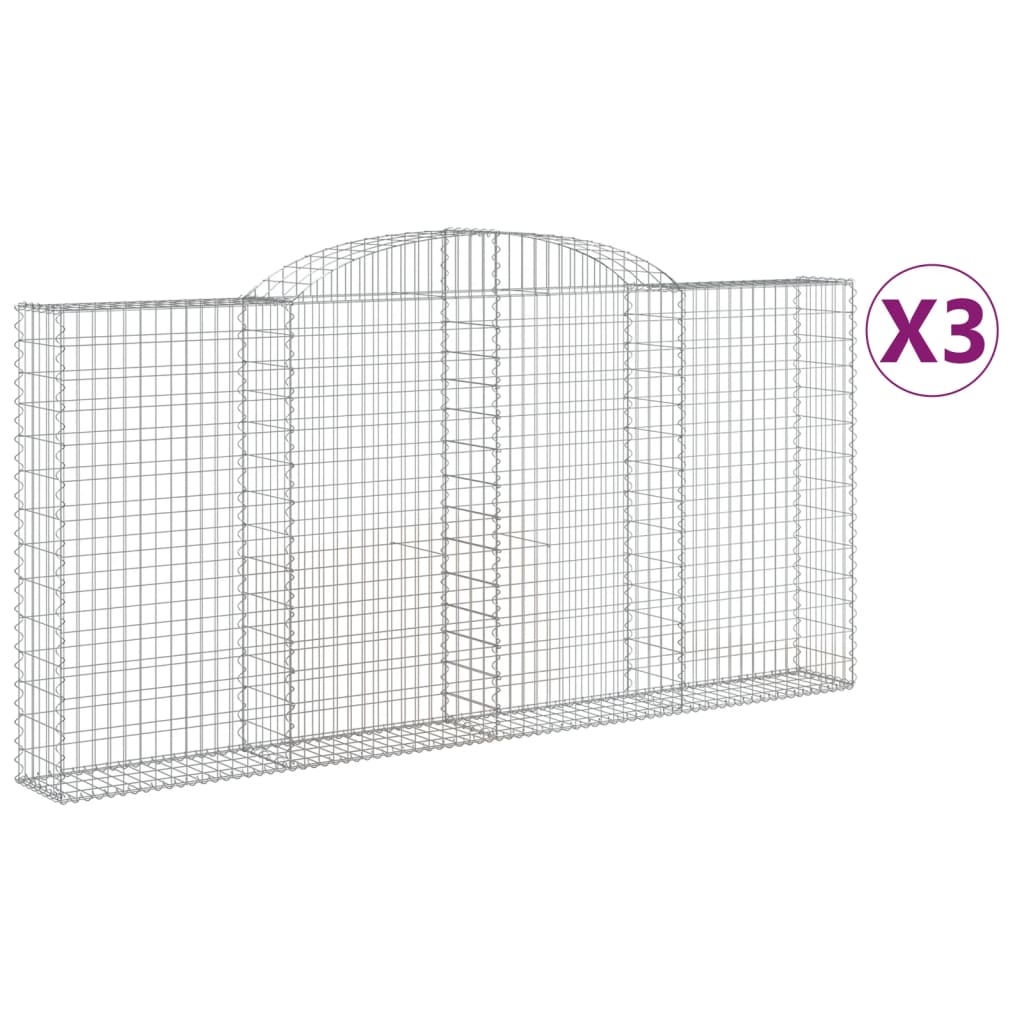 VidaXL Gabionen 3 Stück gebogen 300x30x140 160 cm Eisen