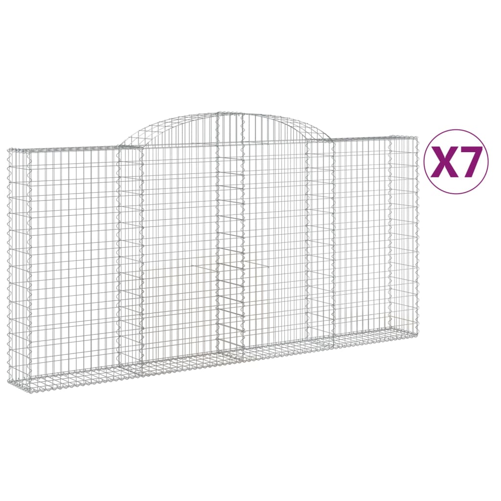VidaXL Gabionen 7 Stk. gebogen 300x30x140 160 cm Eisen
