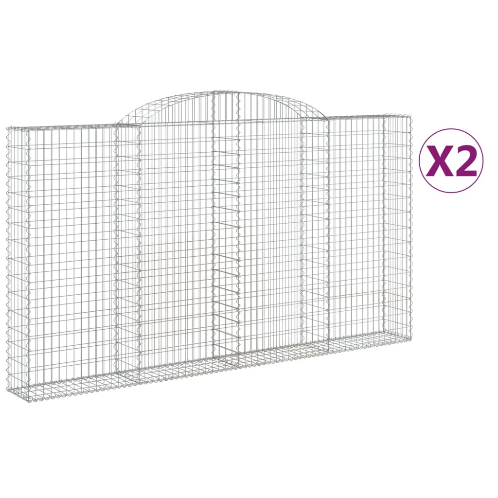 VidaXL Gabionen 2 Stück gebogen 300x30x160 180 cm Eisen