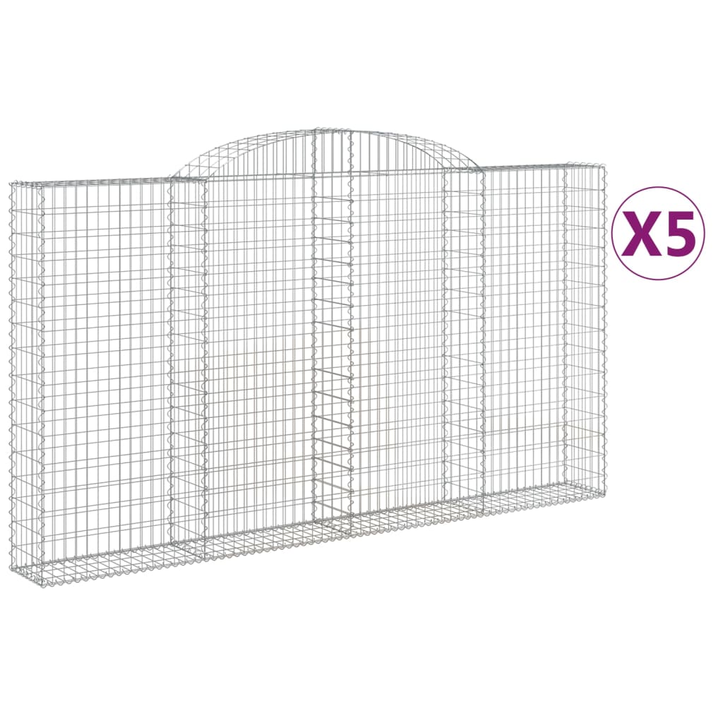 VidaXL Gabionen 5 Stück gebogen 300x30x160 180 cm Eisen