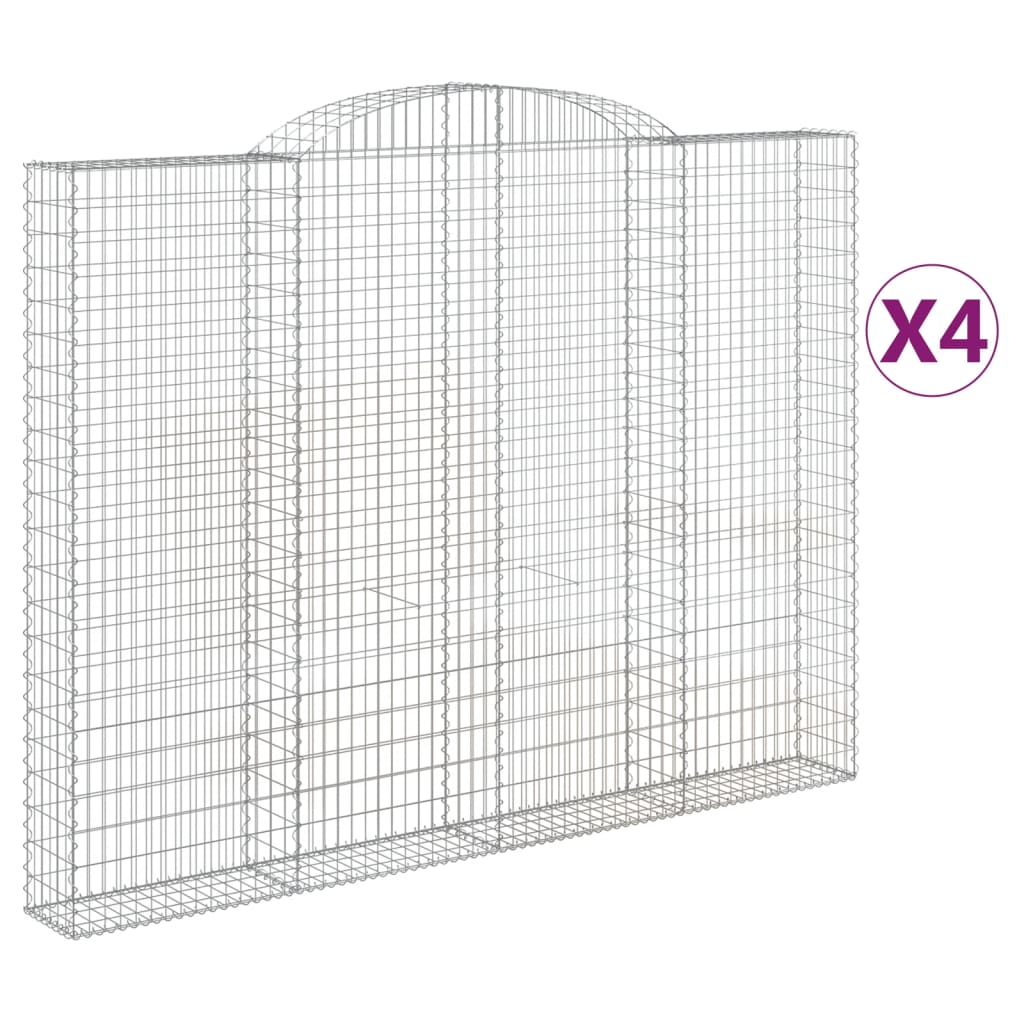 VidaXL Gabionen 4 Stück gebogen 300x30x220 240 cm Eisen