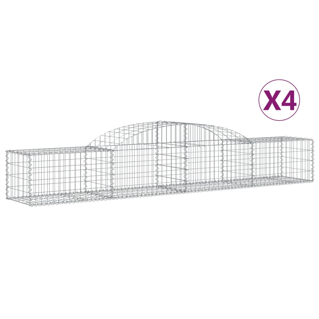 VidaXL Gabionen 4 Stück gebogen 300x50x40 60 cm verzinktes Eisen