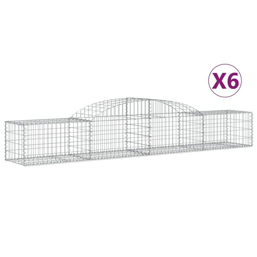 VidaXL Gabionen 6 Stück gebogen 300x50x40 60 cm verzinktes Eisen