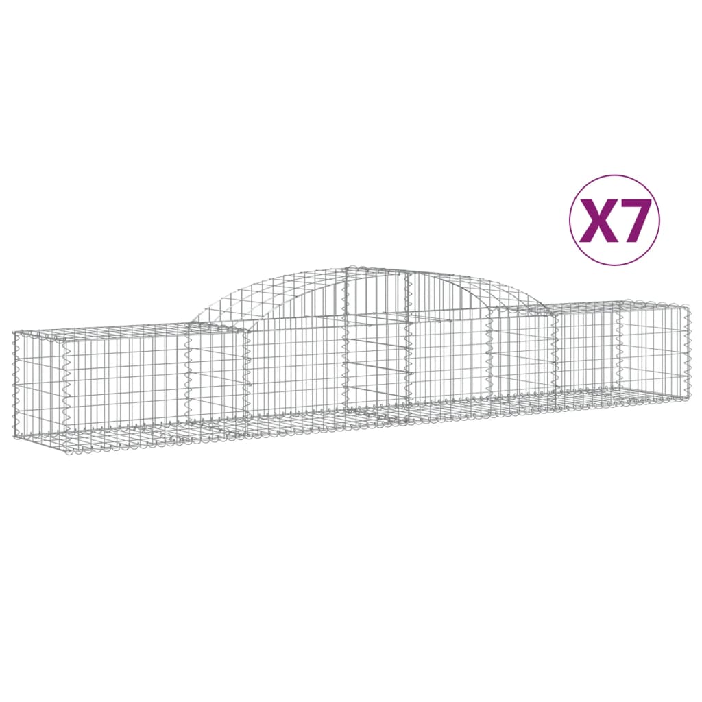 VidaXL Gabionen 7 Stück gebogen 300x50x40 60 cm verzinktes Eisen