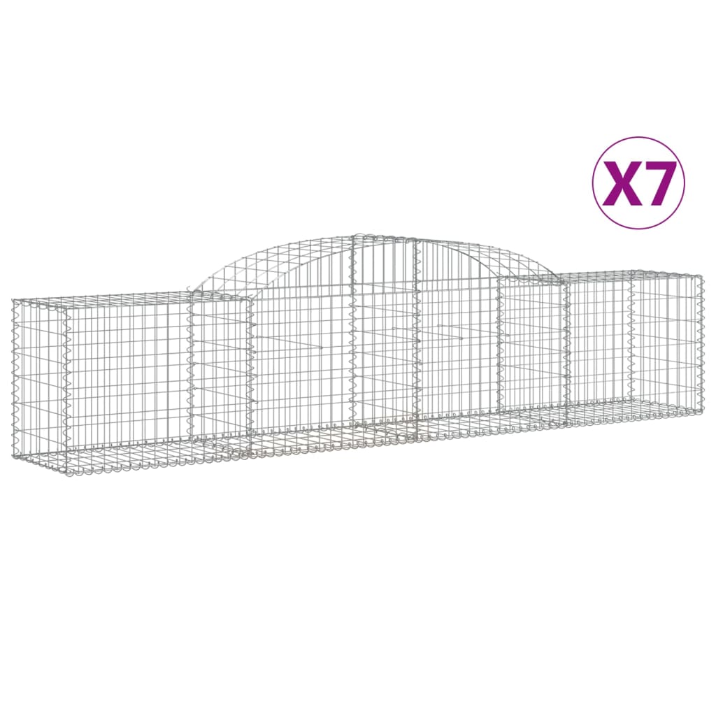 VidaXL Gabionen 7 Stück gebogen 300x50x60 80 cm verzinktes Eisen