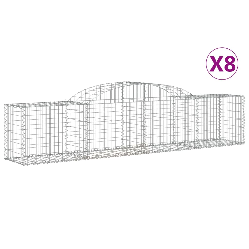 VidaXL Gabionen 8 Stück gebogen 300x50x60 80 cm verzinktes Eisen