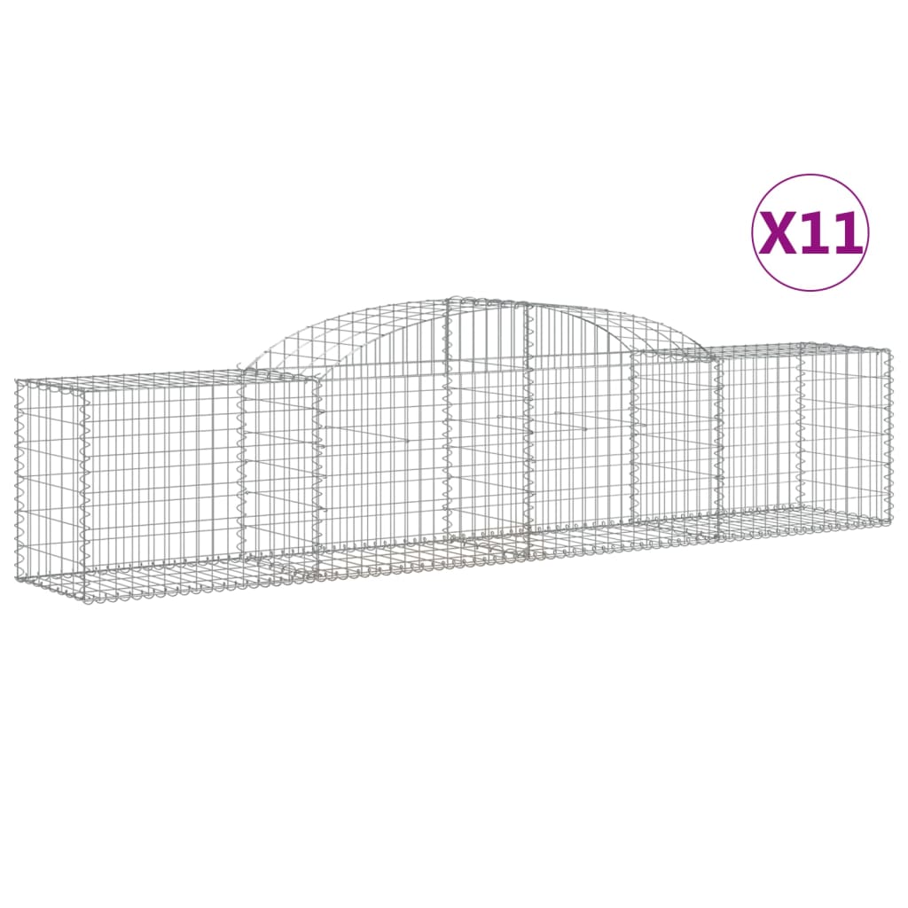 VidaXL Gabionen 11 Stück gebogen 300x50x60 80 cm verzinktes Eisen
