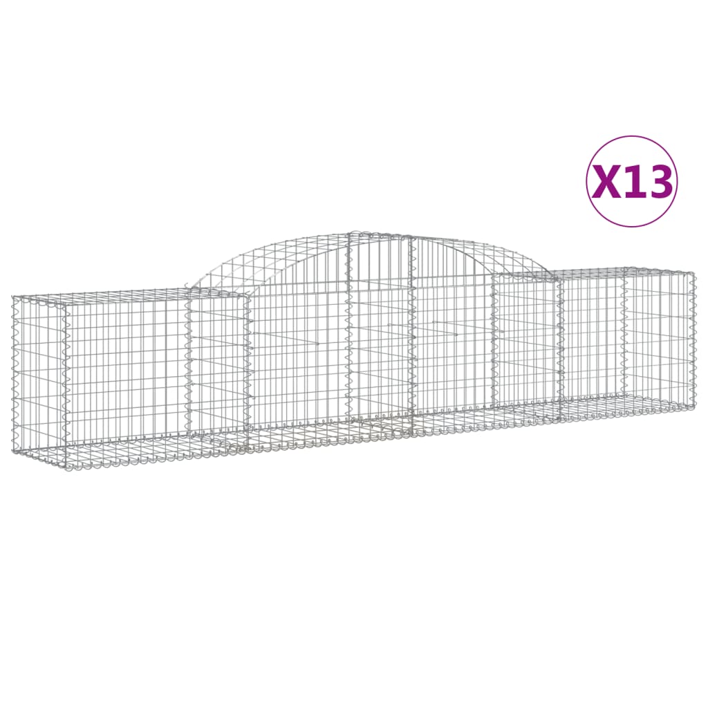 VidaXL Gabionen 13 Stück gebogen 300x50x60 80 cm verzinktes Eisen