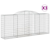 VidaXL Gabionen 3 Stück gebogen 300x50x120 140 cm Eisen