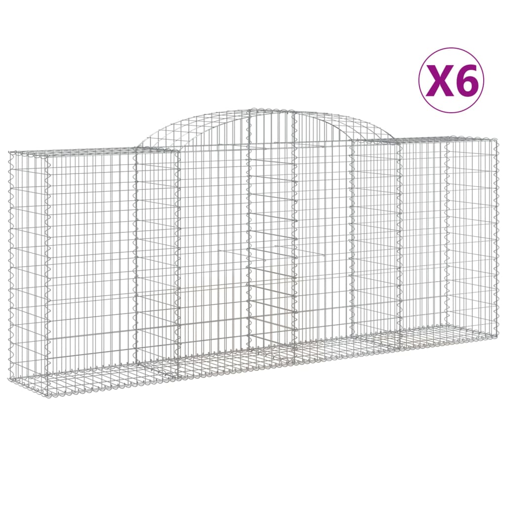 VidaXL Gabionen 6 Stück gebogen 300x50x120 140 cm Eisen