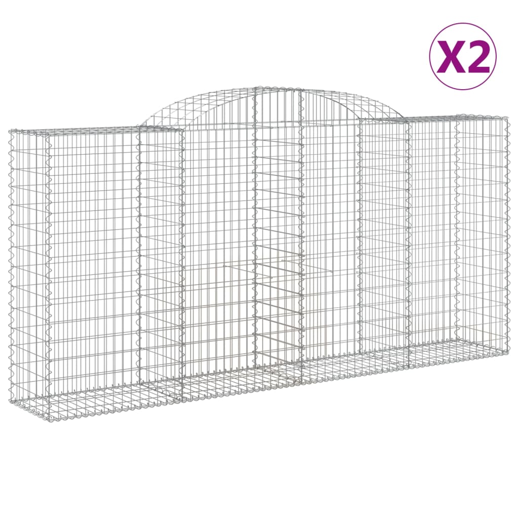 VidaXL Gabionen 2 Stück gebogen 300x50x140 160 cm Eisen