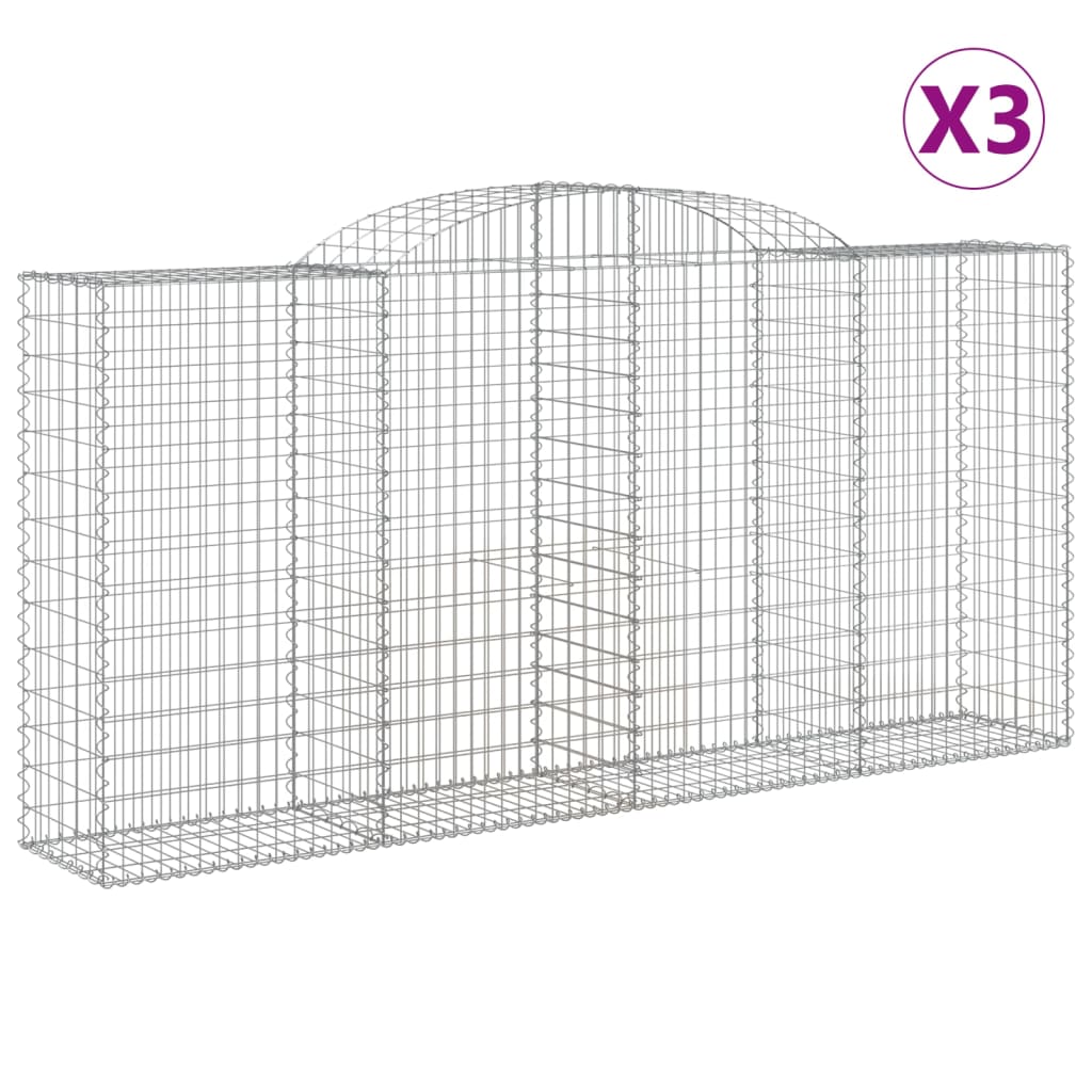 VidaXL Gabionen 3 Stück gebogen 300x50x140 160 cm Eisen
