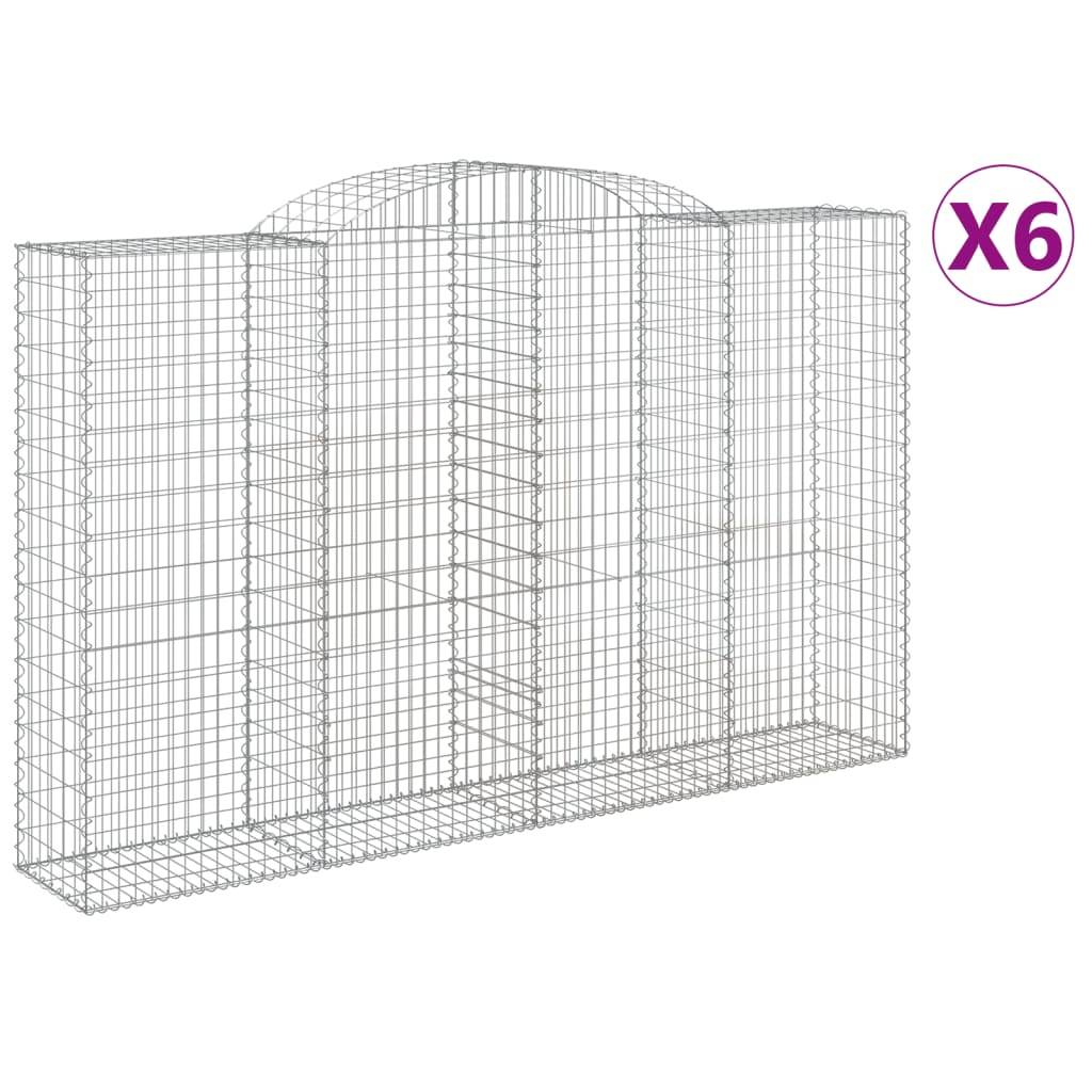 VidaXL Gabionen 6 Stück gebogen 300x50x180 200 cm Eisen
