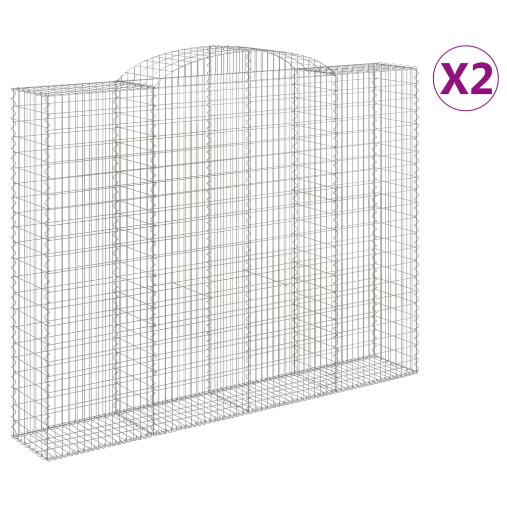 VidaXL Gabionen 2 Stück gebogen 300x50x220 240 cm Eisen