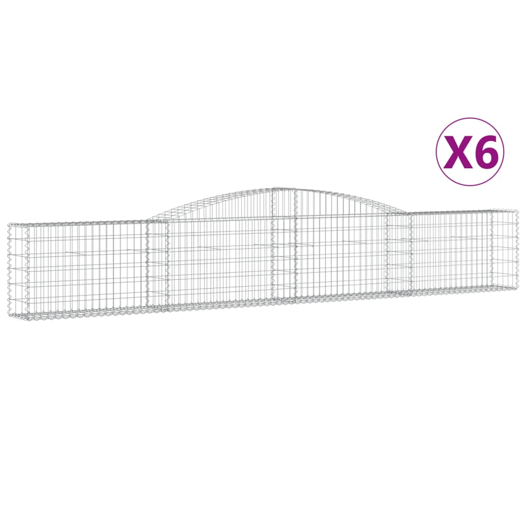 VidaXL Gabionen 6 Stück gebogen 400x30x60 80 cm Eisen