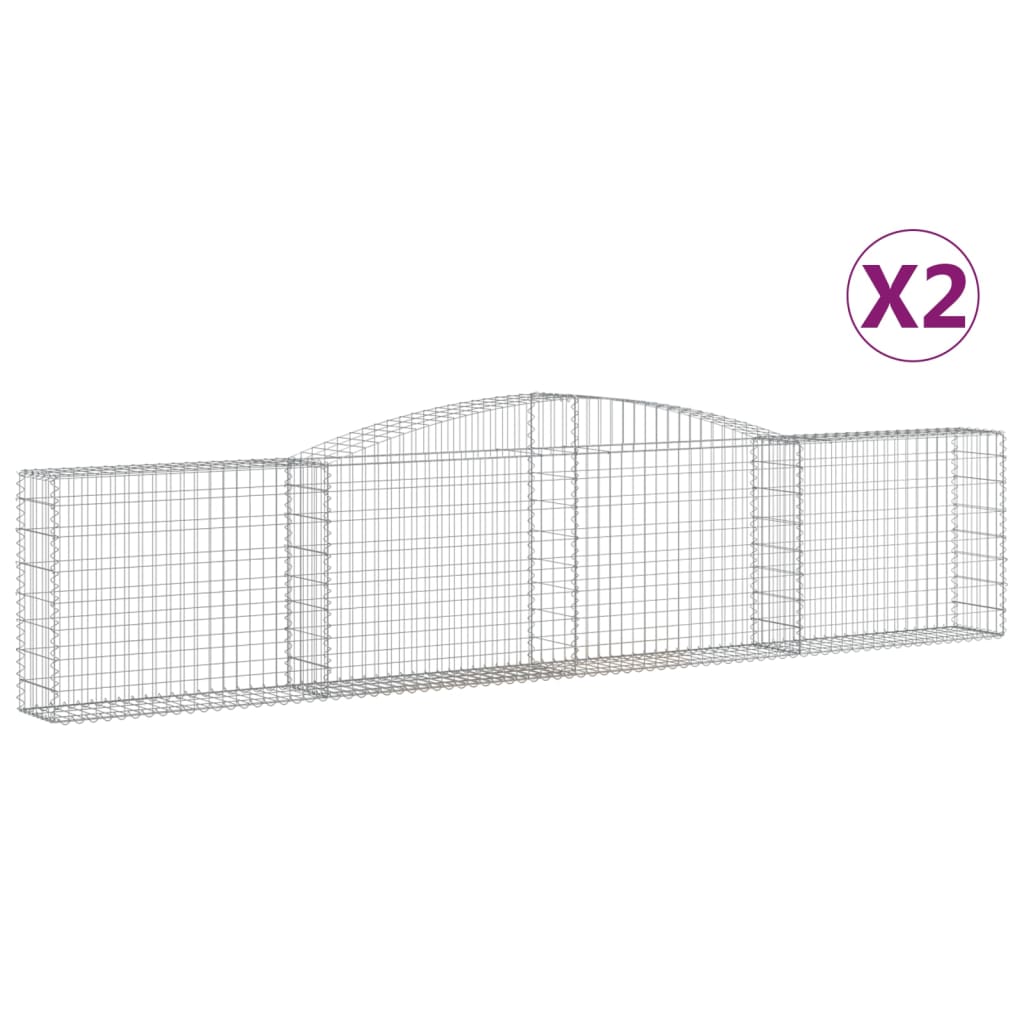 VidaXL Gabionen 2 Stück gebogen 400x30x80 100 cmg Eisen
