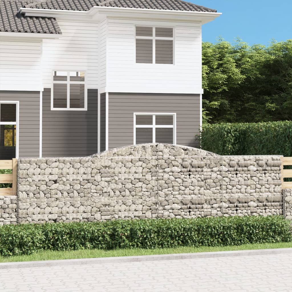 VidaXL Gabionen 4 Stück gebogen 400x30x120 140 cm Eisen