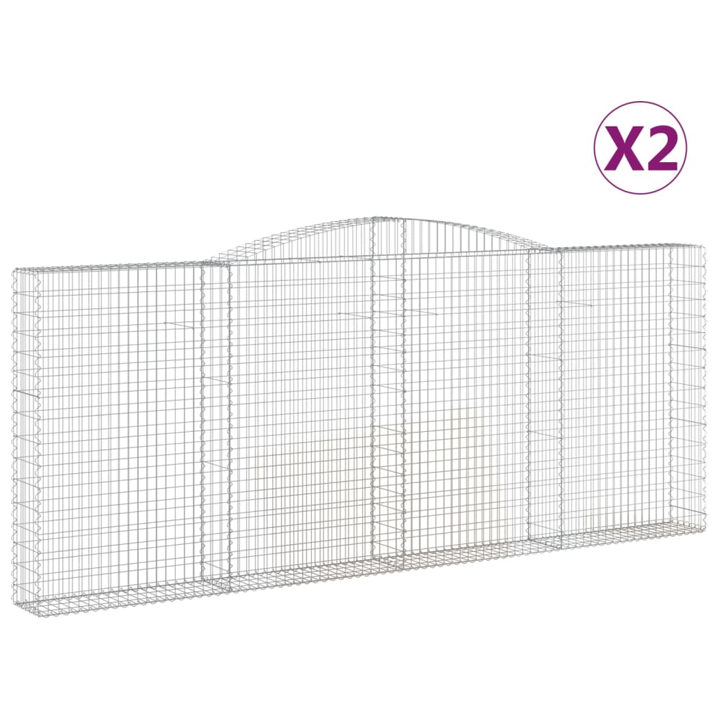 VidaXL Gabionen 2 Stück gebogen 400x30x160 180 cm Eisen