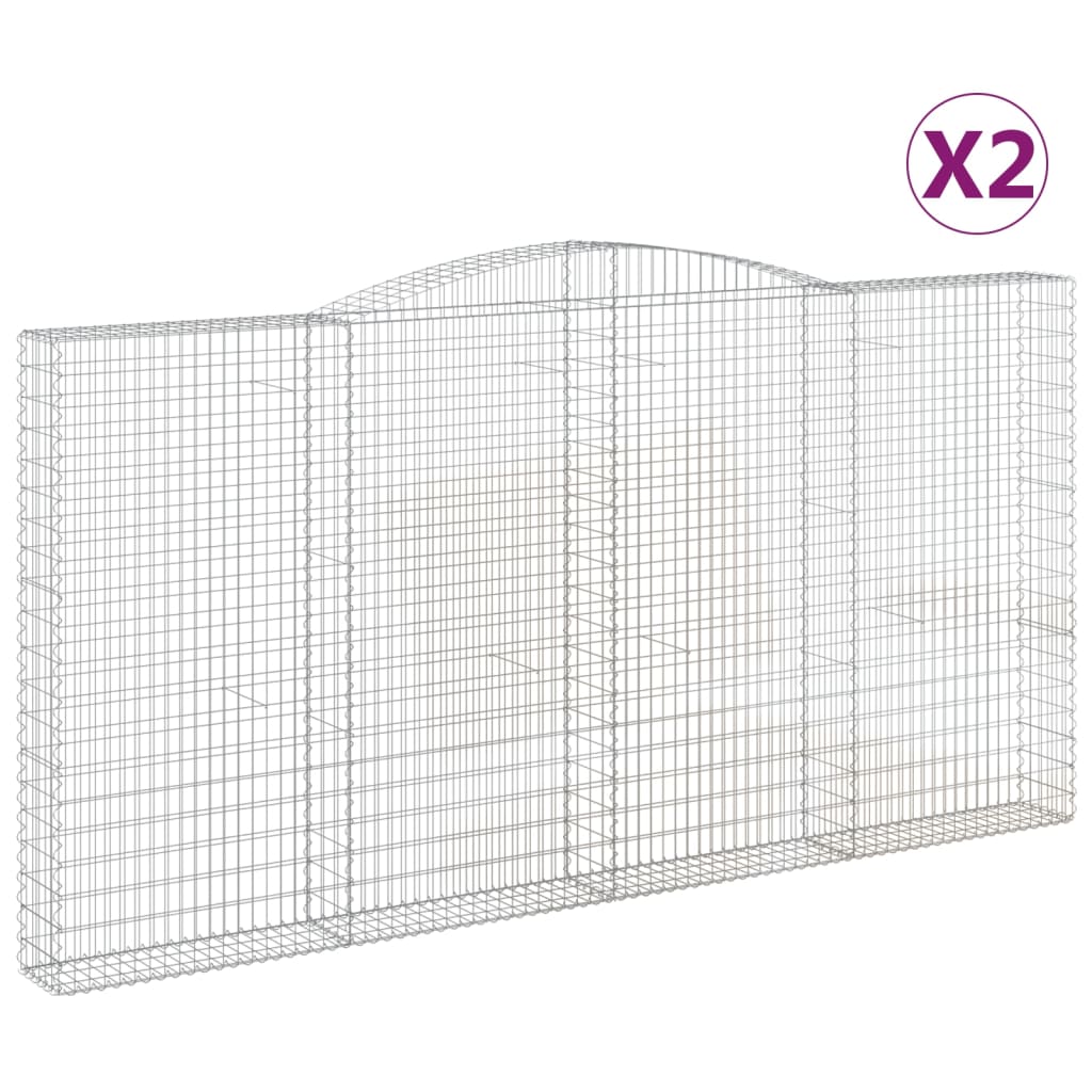 VidaXL Gabionen 2 Stück gebogen 400x30x200 220 cm Eisen