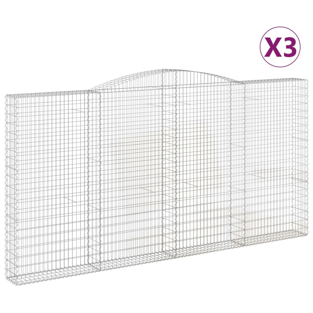 VidaXL Gabionen 3 Stück gebogen 400x30x200 220 cm Eisen