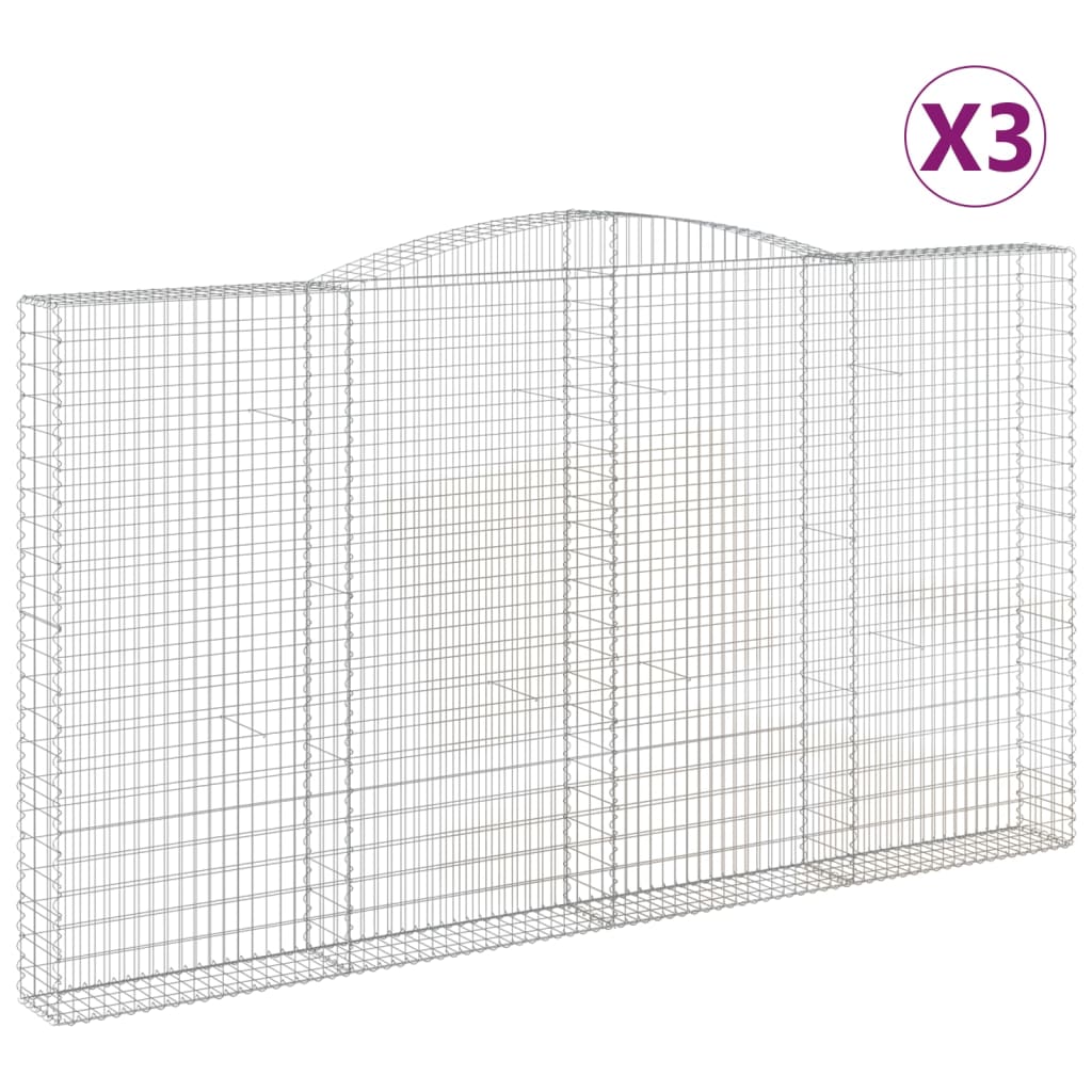 VidaXL Gabionen 3 Stück gebogen 400x30x220 240 cm Eisen