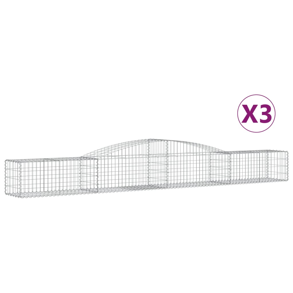 VidaXL Gabionen 3 Stück gebogen 400x50x40 60 cm Eisen