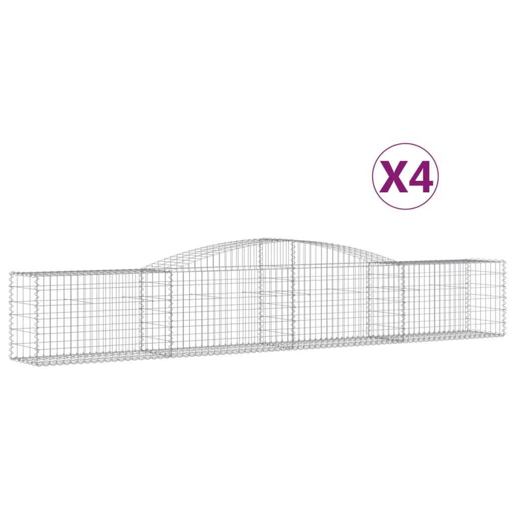 VidaXL Gabionen 4 Stück gebogen 400x50x60 80 cm verzinktes Eisen