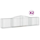 VidaXL Gabionen 2 Stück gebogen 400x50x80 100 cm verzinktes Eisen