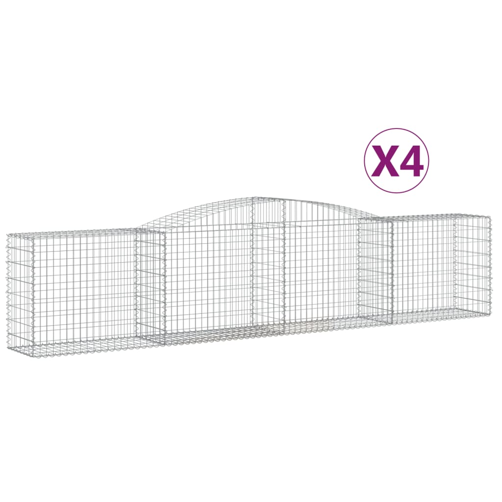 VidaXL Gabionen 4 Stück gebogen 400x50x80 100 cm verzinktes Eisen