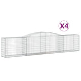 VidaXL Gabionen 4 Stück gebogen 400x50x80 100 cm verzinktes Eisen