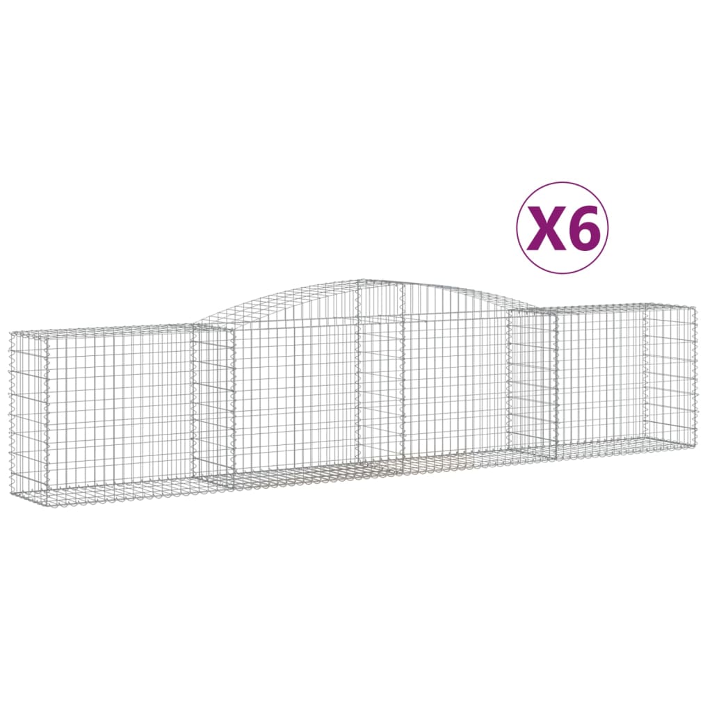 VidaXL Gabionen 6 Stück gebogen 400x50x80 100 cm verzinktes Eisen