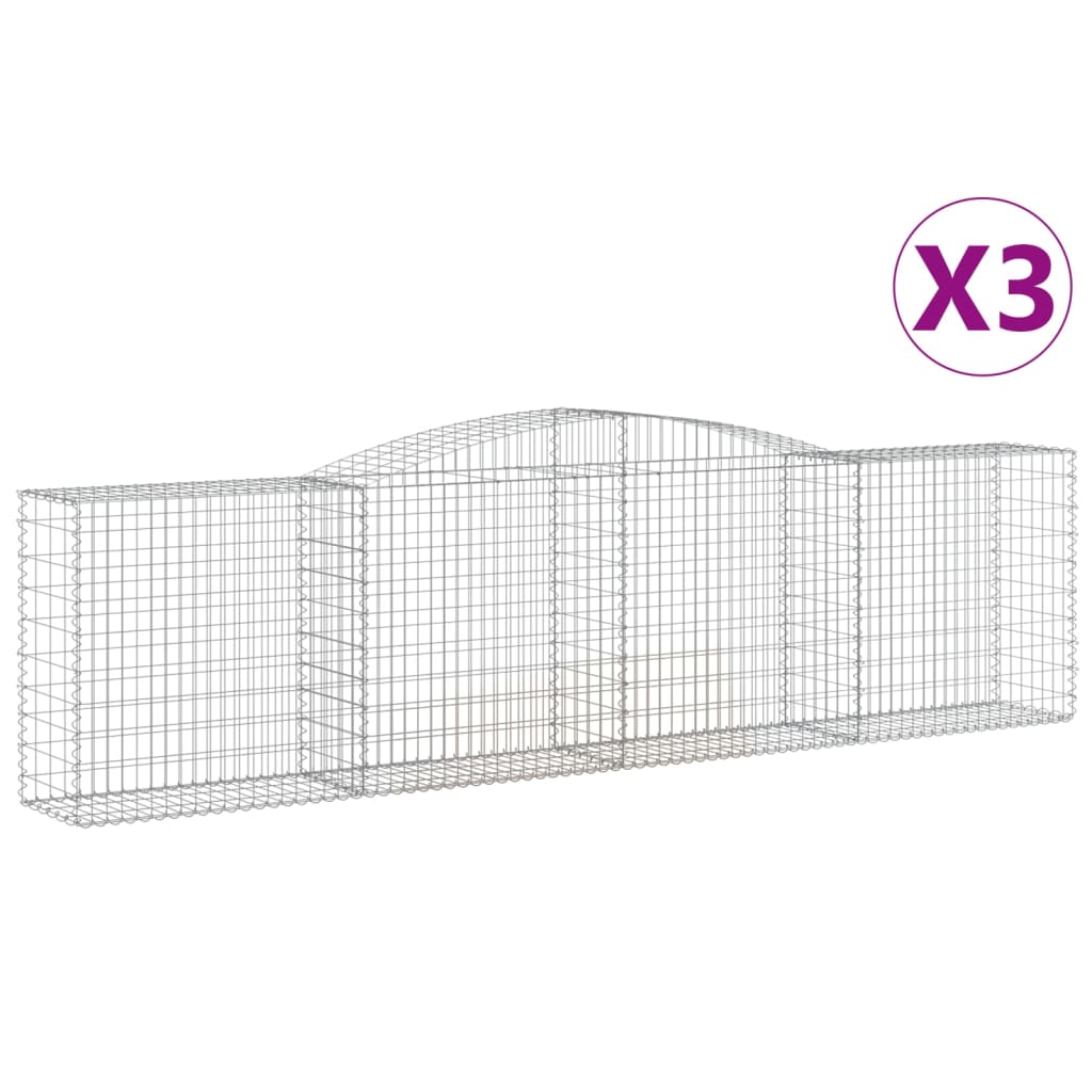 VidaXL Gabionen 3 Stk. gebogen 400x50x100 120 cm Eisen